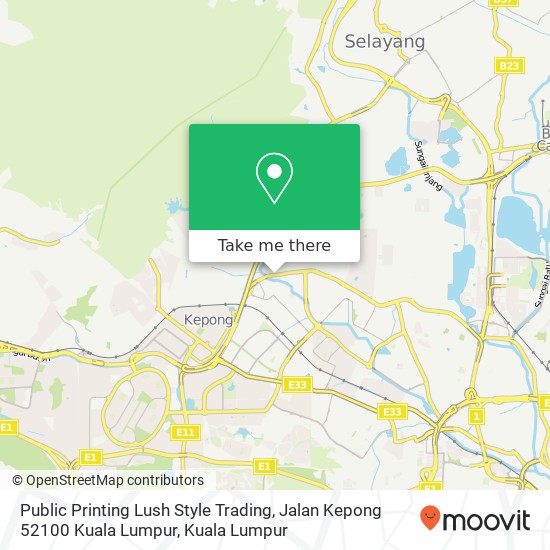 Peta Public Printing Lush Style Trading, Jalan Kepong 52100 Kuala Lumpur