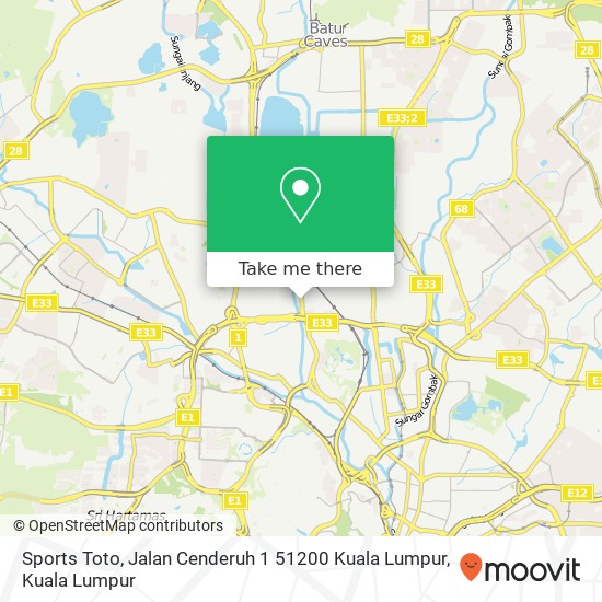 Peta Sports Toto, Jalan Cenderuh 1 51200 Kuala Lumpur