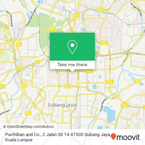 Parthiban and Co., 2 Jalan SS 14 47500 Subang Jaya map