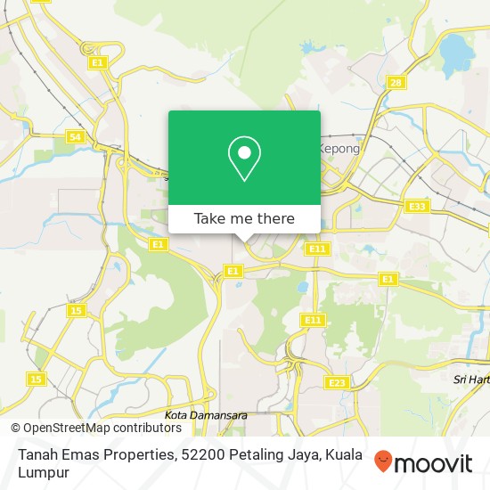 Peta Tanah Emas Properties, 52200 Petaling Jaya