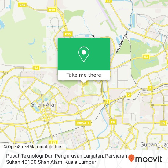 Pusat Teknologi Dan Pengurusan Lanjutan, Persiaran Sukan 40100 Shah Alam map