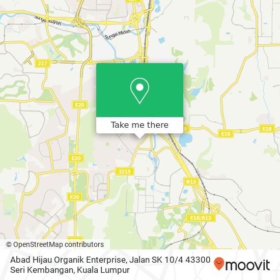Peta Abad Hijau Organik Enterprise, Jalan SK 10 / 4 43300 Seri Kembangan