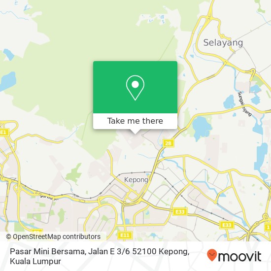 Peta Pasar Mini Bersama, Jalan E 3 / 6 52100 Kepong