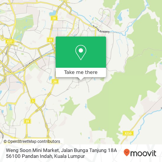Peta Weng Soon Mini Market, Jalan Bunga Tanjung 18A 56100 Pandan Indah