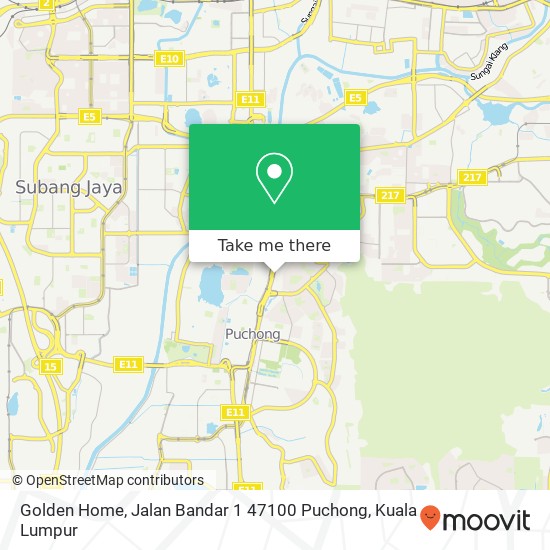 Peta Golden Home, Jalan Bandar 1 47100 Puchong