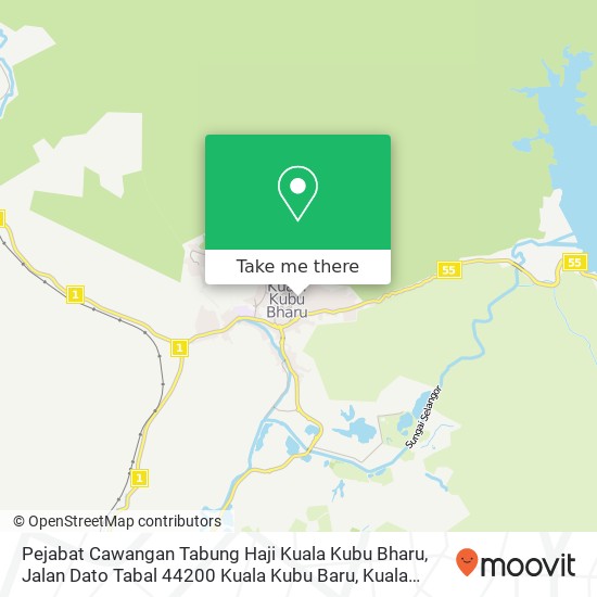 Peta Pejabat Cawangan Tabung Haji Kuala Kubu Bharu, Jalan Dato Tabal 44200 Kuala Kubu Baru