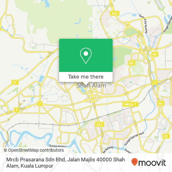 Peta Mrcb Prasarana Sdn Bhd, Jalan Majlis 40000 Shah Alam