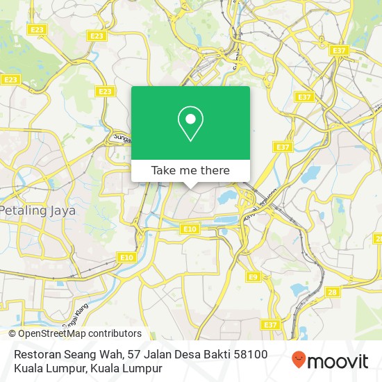 Peta Restoran Seang Wah, 57 Jalan Desa Bakti 58100 Kuala Lumpur