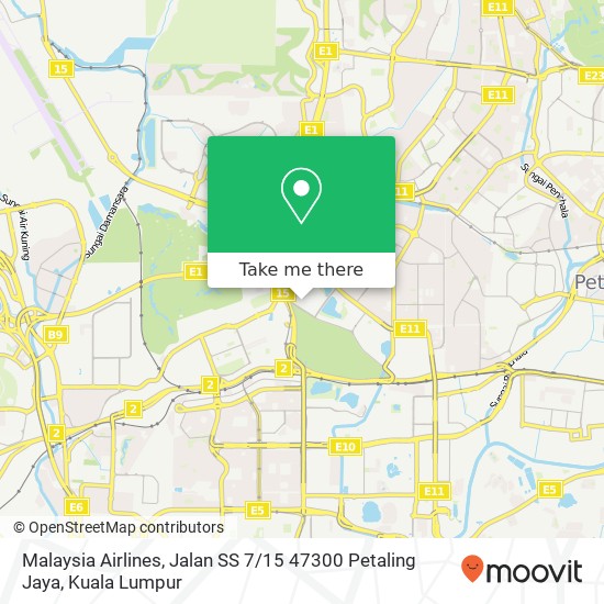 Peta Malaysia Airlines, Jalan SS 7 / 15 47300 Petaling Jaya
