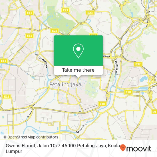 Peta Gwens Florist, Jalan 10 / 7 46000 Petaling Jaya