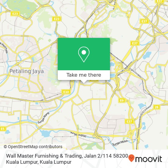 Peta Wall Master Furnishing & Trading, Jalan 2 / 114 58200 Kuala Lumpur
