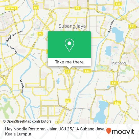 Peta Hey Noodle Restoran, Jalan USJ 25 / 1A Subang Jaya
