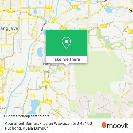 Peta Apartment Semarak, Jalan Wawasan 5 / 3 47100 Puchong