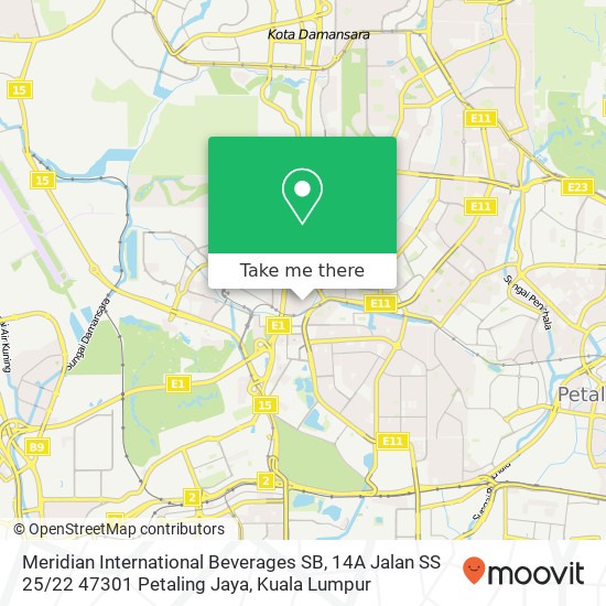 Meridian International Beverages SB, 14A Jalan SS 25 / 22 47301 Petaling Jaya map