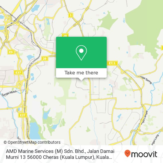 Peta AMD Marine Services (M) Sdn. Bhd., Jalan Damai Murni 13 56000 Cheras (Kuala Lumpur)