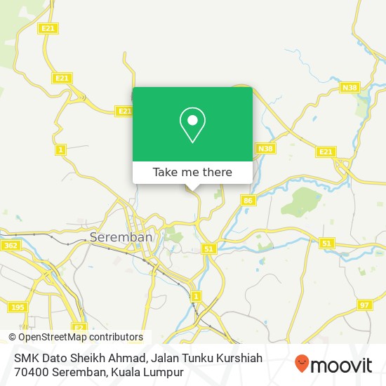 Peta SMK Dato Sheikh Ahmad, Jalan Tunku Kurshiah 70400 Seremban