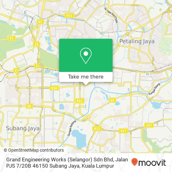 Peta Grand Engineering Works (Selangor) Sdn Bhd, Jalan PJS 7 / 20B 46150 Subang Jaya