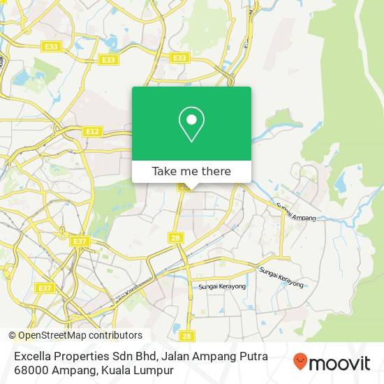 Excella Properties Sdn Bhd, Jalan Ampang Putra 68000 Ampang map