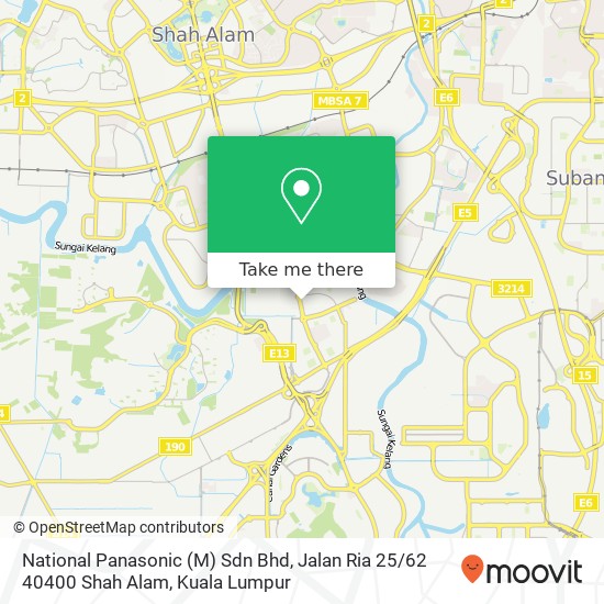 National Panasonic (M) Sdn Bhd, Jalan Ria 25 / 62 40400 Shah Alam map