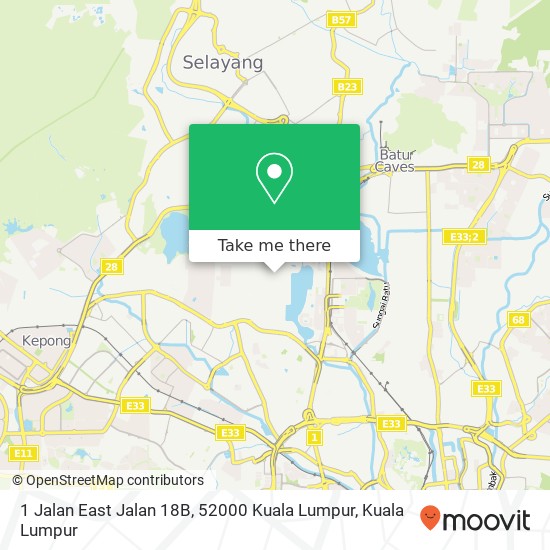 Peta 1 Jalan East Jalan 18B, 52000 Kuala Lumpur