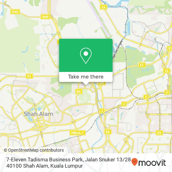7-Eleven Tadisma Business Park, Jalan Snuker 13 / 28 40100 Shah Alam map