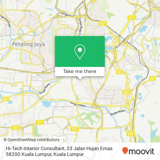 Peta Hi-Tech Interior Consultant, 33 Jalan Hujan Emas 58200 Kuala Lumpur