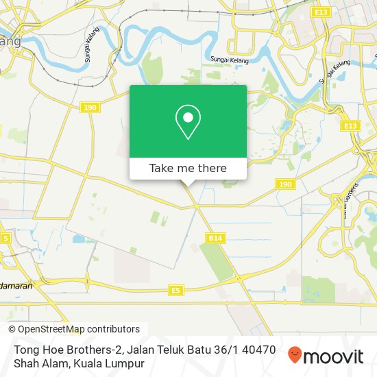 Peta Tong Hoe Brothers-2, Jalan Teluk Batu 36 / 1 40470 Shah Alam