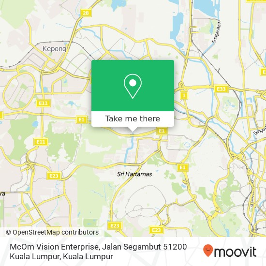 Peta McOm Vision Enterprise, Jalan Segambut 51200 Kuala Lumpur