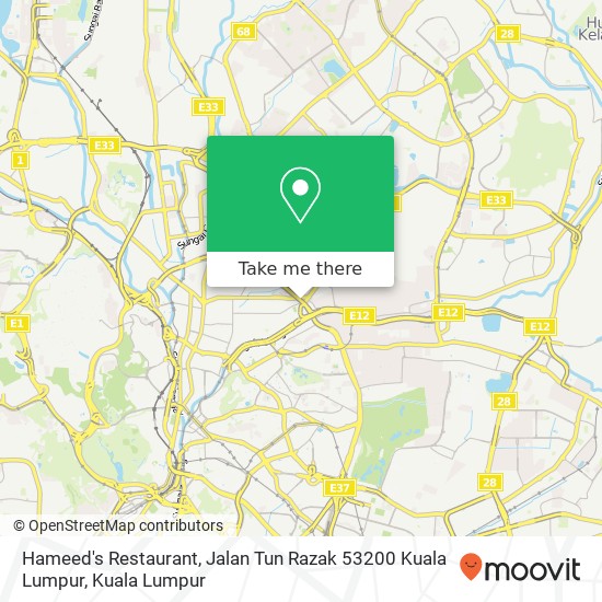 Hameed's Restaurant, Jalan Tun Razak 53200 Kuala Lumpur map