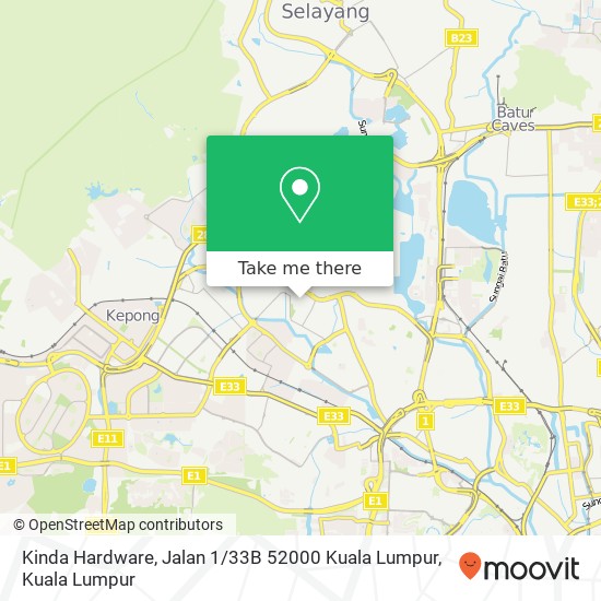 Kinda Hardware, Jalan 1 / 33B 52000 Kuala Lumpur map