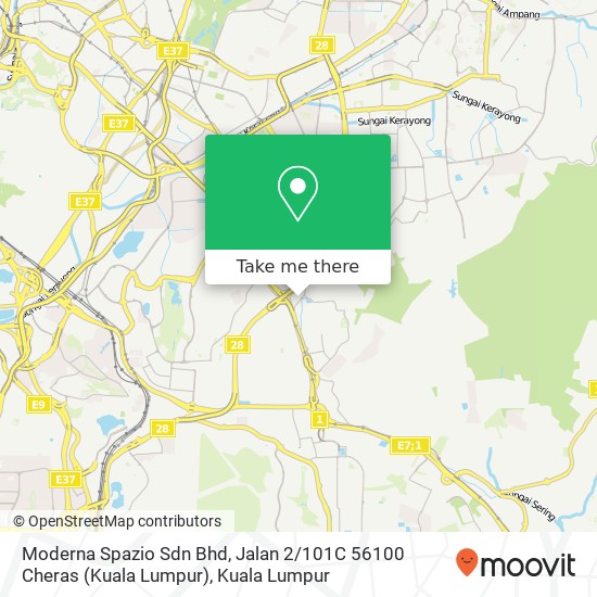 Peta Moderna Spazio Sdn Bhd, Jalan 2 / 101C 56100 Cheras (Kuala Lumpur)