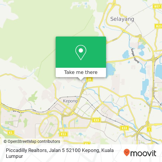 Peta Piccadilly Realtors, Jalan 5 52100 Kepong