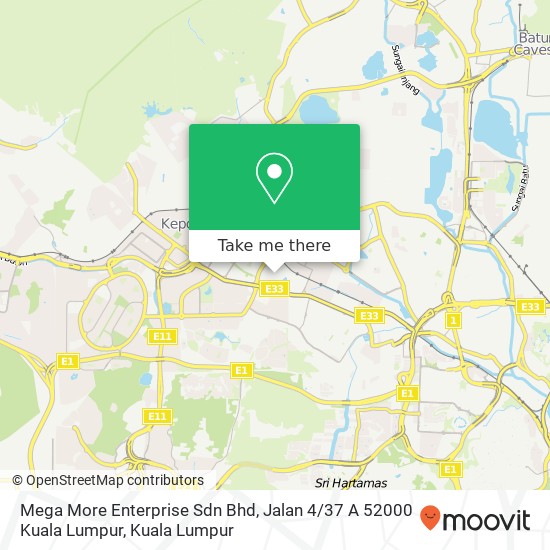 Peta Mega More Enterprise Sdn Bhd, Jalan 4 / 37 A 52000 Kuala Lumpur