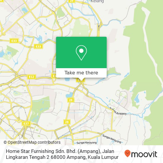 Peta Home Star Furnishing Sdn. Bhd. (Ampang), Jalan Lingkaran Tengah 2 68000 Ampang