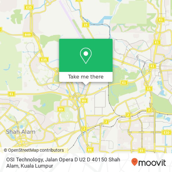 Peta OSI Technology, Jalan Opera D U2 D 40150 Shah Alam