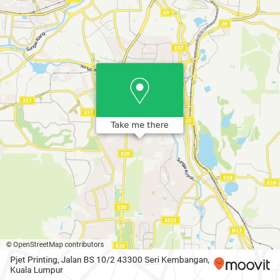 Peta Pjet Printing, Jalan BS 10 / 2 43300 Seri Kembangan