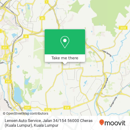 Peta Lensen Auto Service, Jalan 34 / 154 56000 Cheras (Kuala Lumpur)