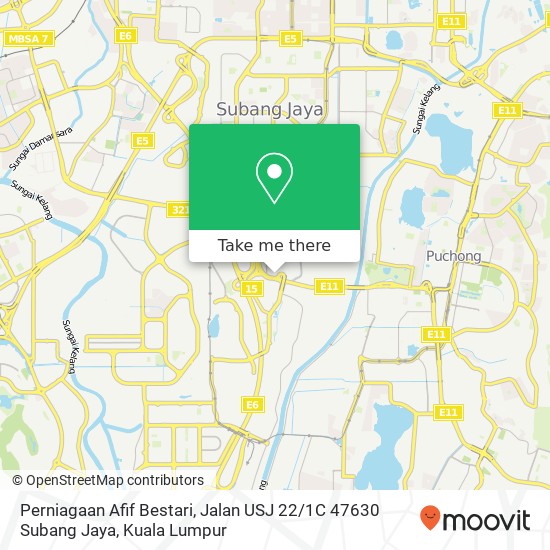 Peta Perniagaan Afif Bestari, Jalan USJ 22 / 1C 47630 Subang Jaya
