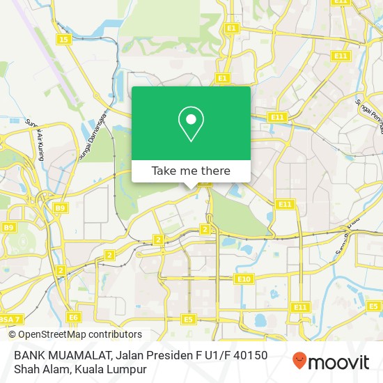 BANK MUAMALAT, Jalan Presiden F U1 / F 40150 Shah Alam map