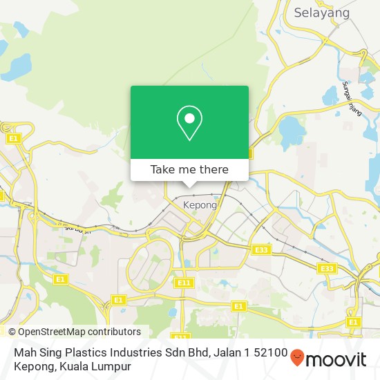 Peta Mah Sing Plastics Industries Sdn Bhd, Jalan 1 52100 Kepong