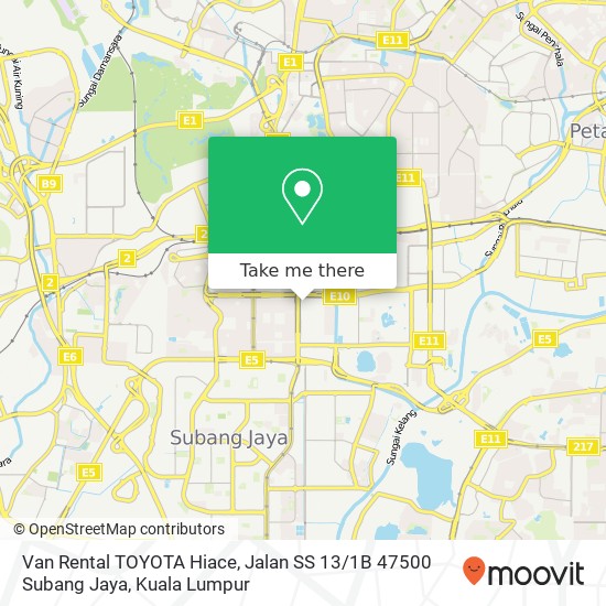 Van Rental TOYOTA Hiace, Jalan SS 13 / 1B 47500 Subang Jaya map