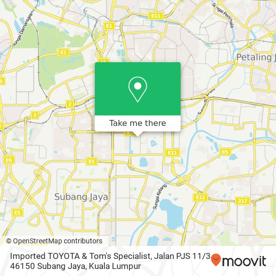 Imported TOYOTA & Tom's Specialist, Jalan PJS 11 / 3 46150 Subang Jaya map