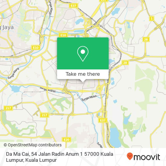 Da Ma Cai, 54 Jalan Radin Anum 1 57000 Kuala Lumpur map