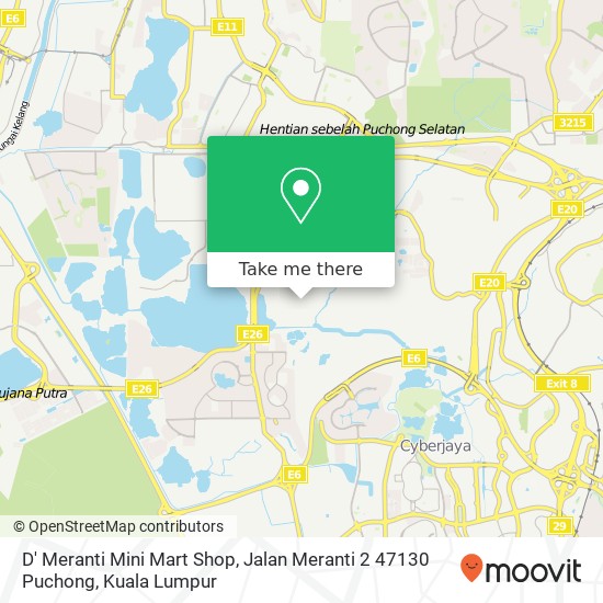 Peta D' Meranti Mini Mart Shop, Jalan Meranti 2 47130 Puchong