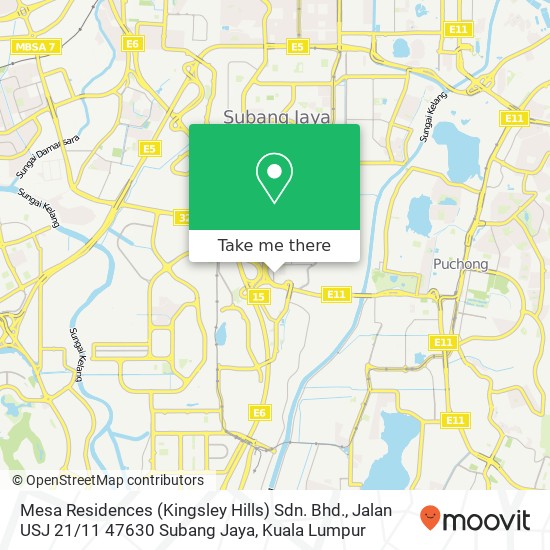 Peta Mesa Residences (Kingsley Hills) Sdn. Bhd., Jalan USJ 21 / 11 47630 Subang Jaya