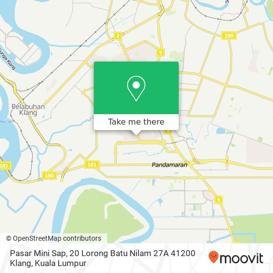 Peta Pasar Mini Sap, 20 Lorong Batu Nilam 27A 41200 Klang