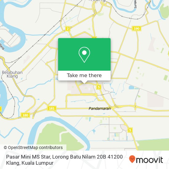 Peta Pasar Mini MS Star, Lorong Batu Nilam 20B 41200 Klang
