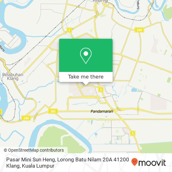 Peta Pasar Mini Sun Heng, Lorong Batu Nilam 20A 41200 Klang