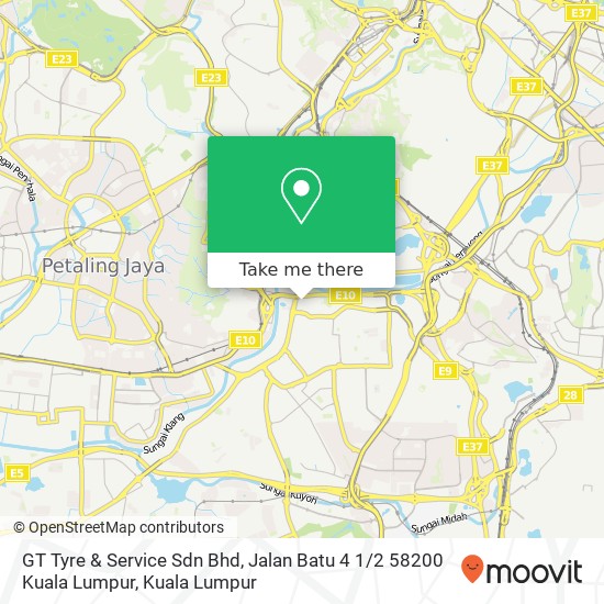 Peta GT Tyre & Service Sdn Bhd, Jalan Batu 4 1 / 2 58200 Kuala Lumpur