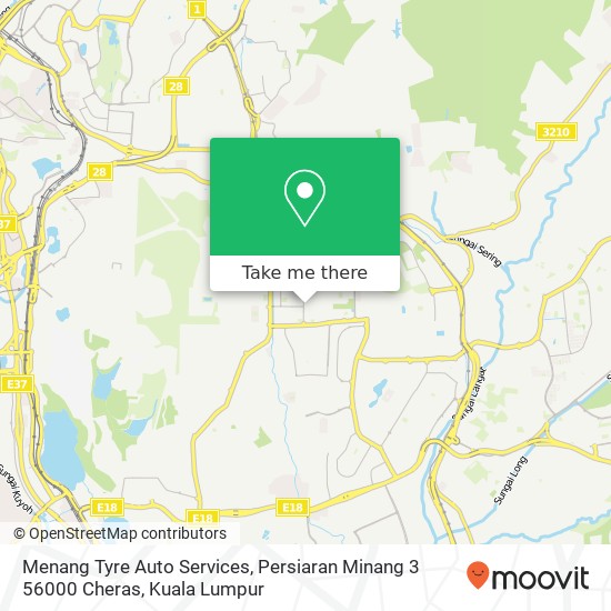 Peta Menang Tyre Auto Services, Persiaran Minang 3 56000 Cheras
